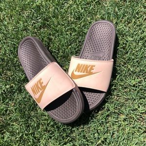 pink nike slides